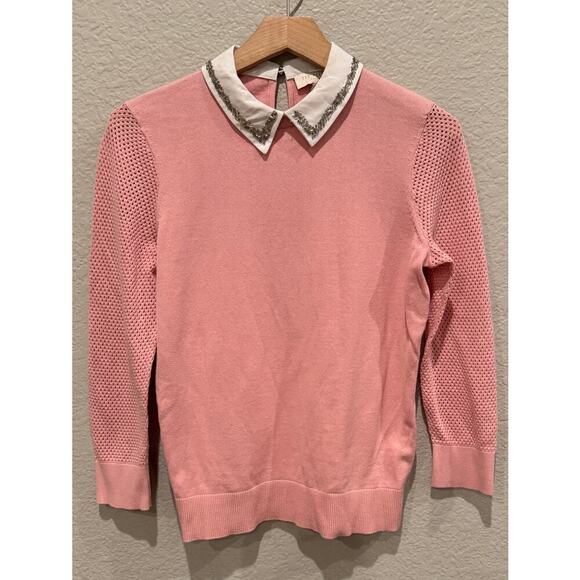 TED BAKER LONDON Thara Beaded Collar 3/4 Sleeve Sweater Size 1 - Picture 9 of 9